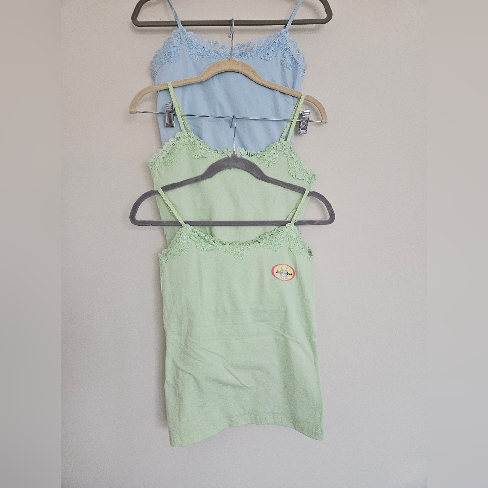 NWT Bundle 3 Rene Rofe Lingerie Tank Tops Lace Medium M Green Blue